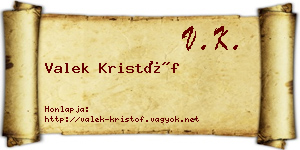 Valek Kristóf névjegykártya