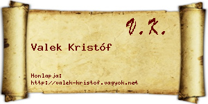Valek Kristóf névjegykártya